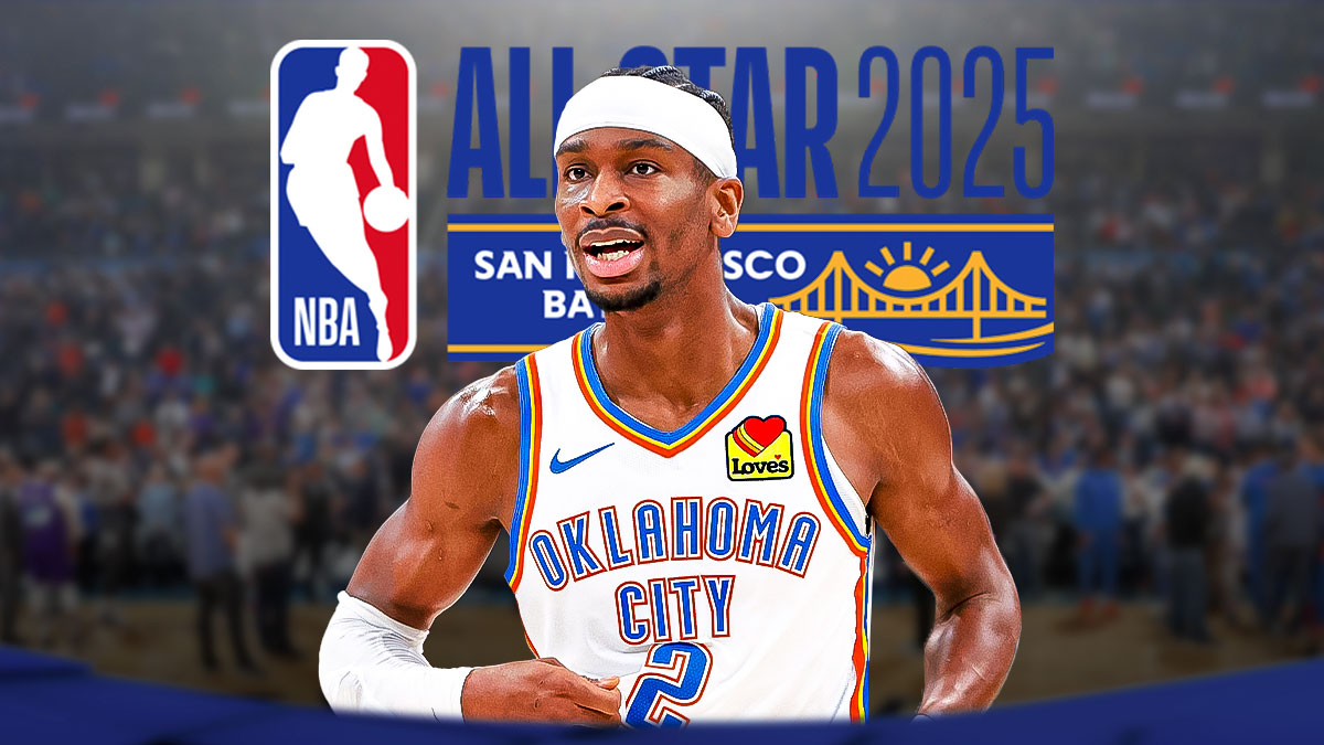Thunder Shai Gilgeous-Alexander with 2025 NBA All-Star logo