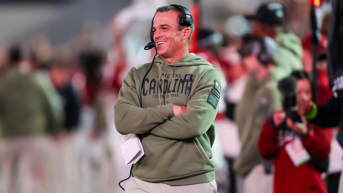 South Carolina Gamecocks head coach Shane Beamer directs his team against the Wofford Terriers in the second half at Williams-Brice Stadium.