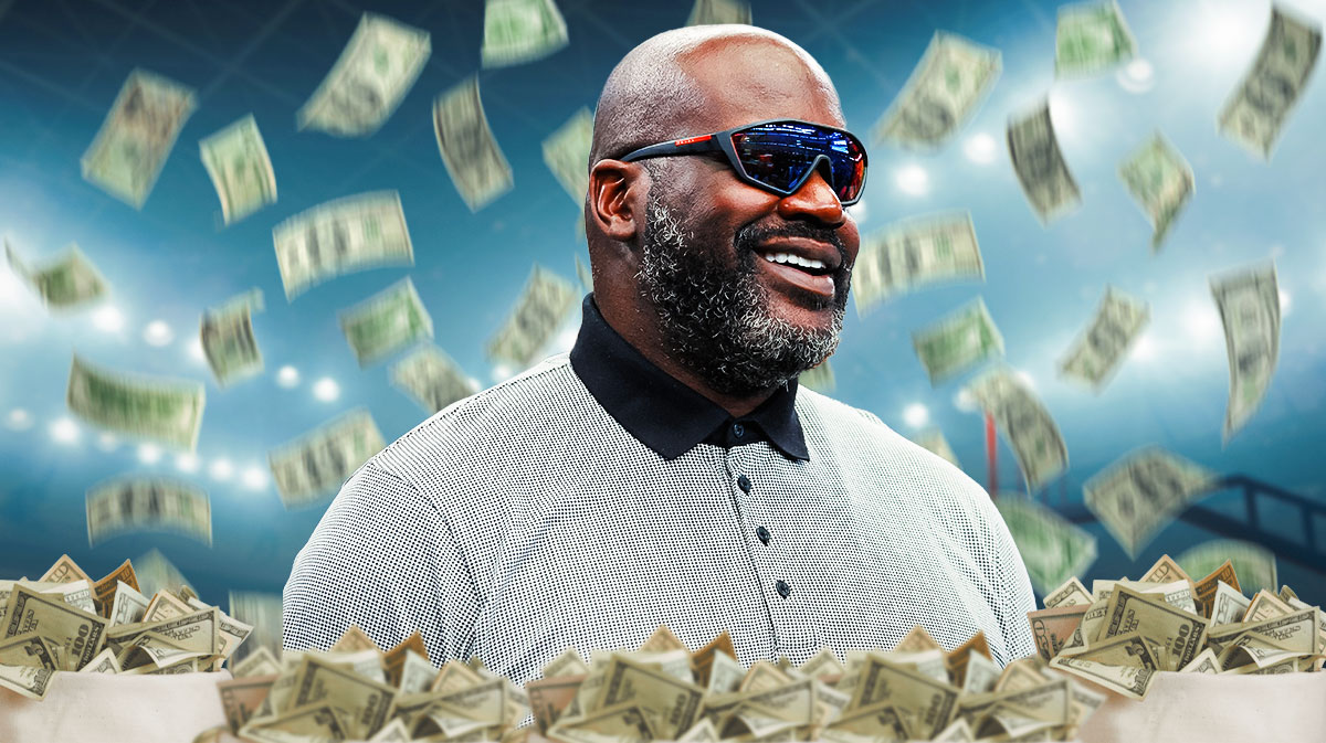 Photo: Shaquille O'Neal with money flying around him