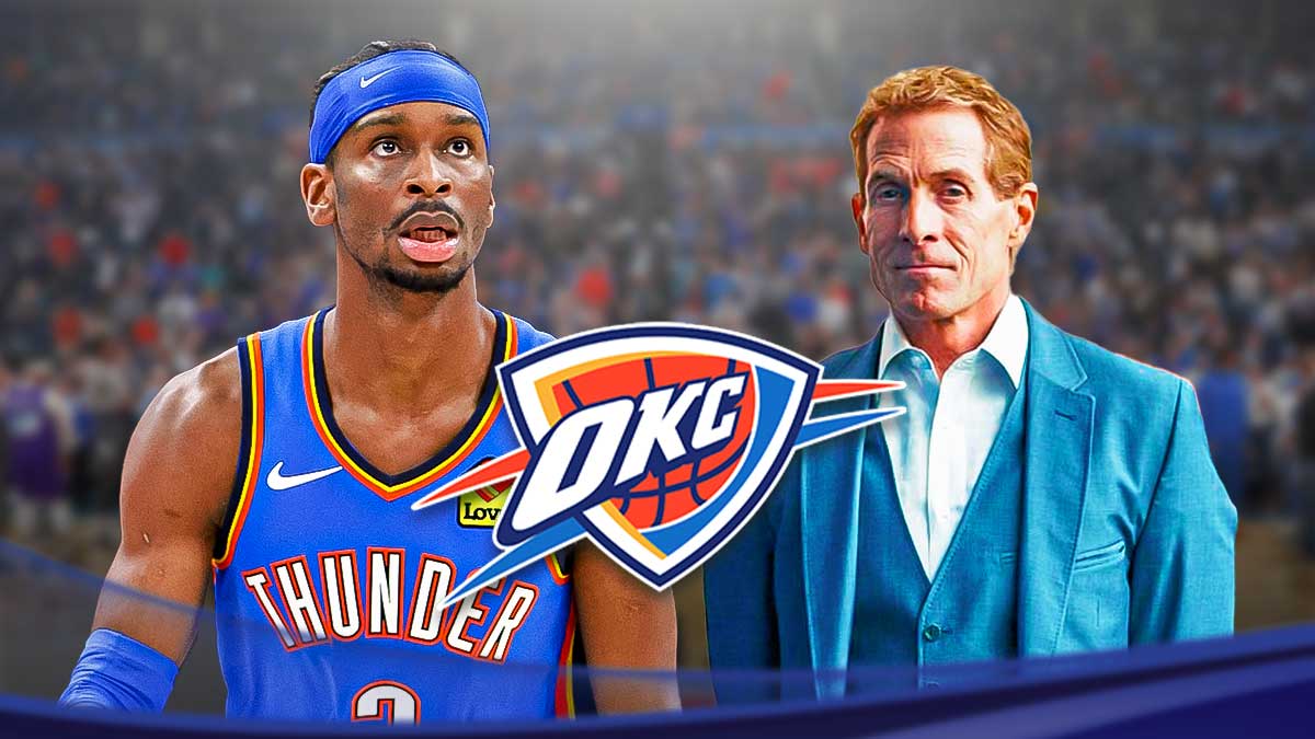 Skip Bayless, Shai Gilgeous-Alexander, OKC Thunder logo, fire symbols