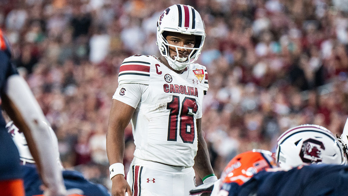 South Carolina Gamecocks quarterback LaNorris Sellers (16) before the play call against the Illinois Fighting Illini in the fourth quarter at Camping World Stadium.