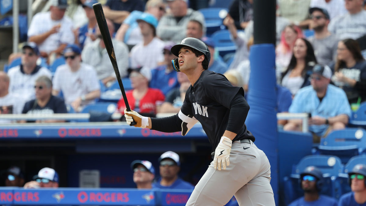  New York Yankees center fielder Spencer Jones (78) hits a home run during the sixth inning against the Toronto Blue Jays at TD Ballpark