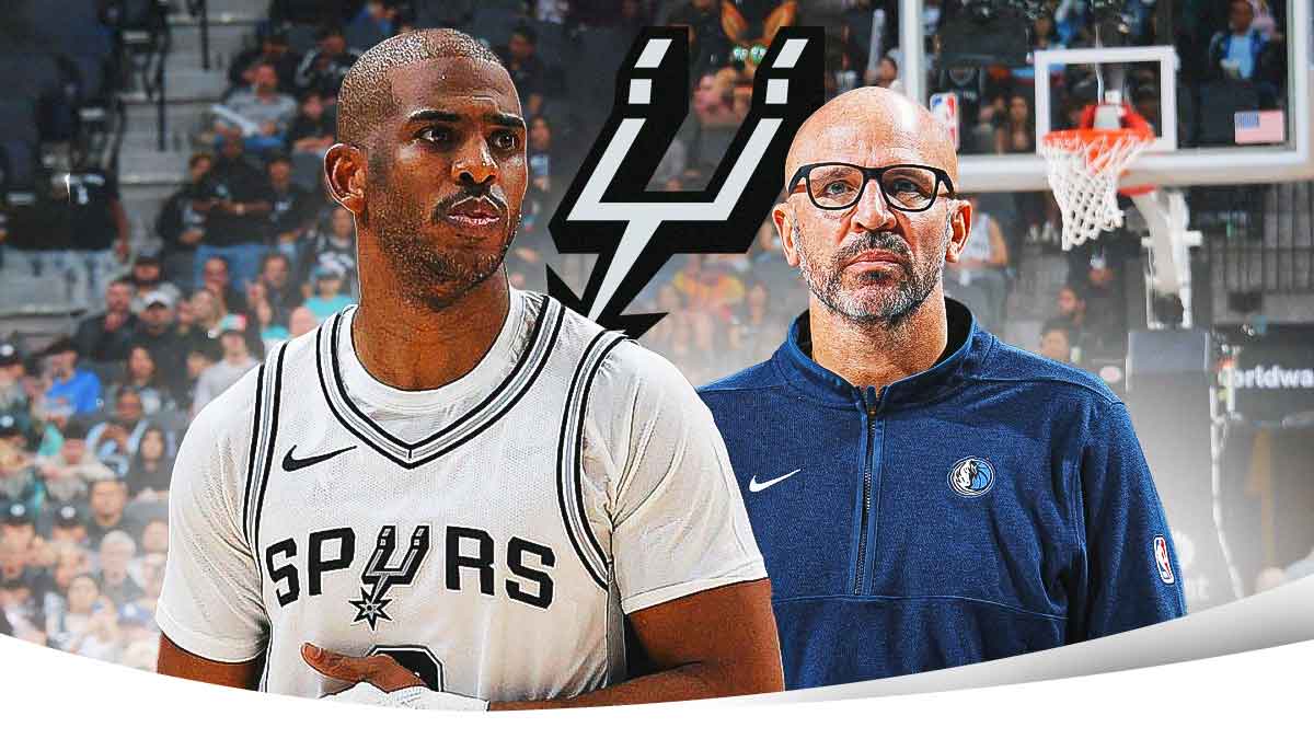 Chris Paul, Jason Kidd, Spurs logo in background, fire symbols