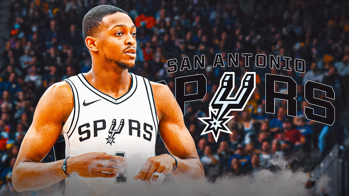 De'Aaron Fox image looking pensive/thoughtful, can we do a a wrap/bandage on a pinkie (left), Spurs logo