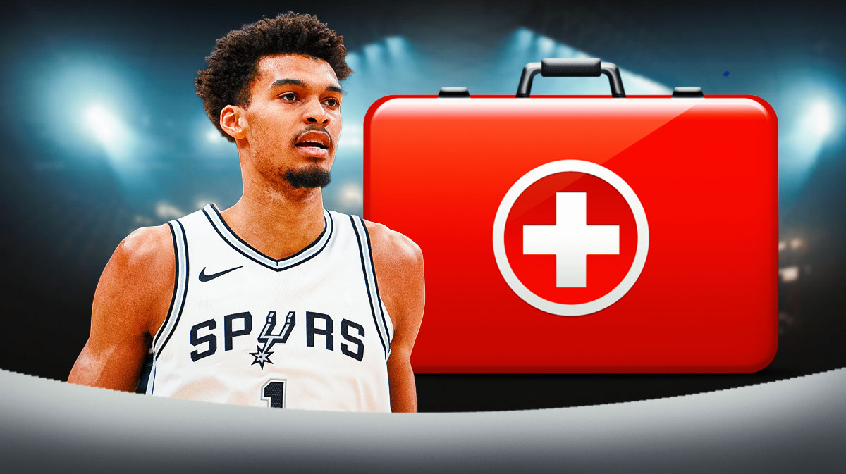 Victor Wembanyama with a first aid kit.