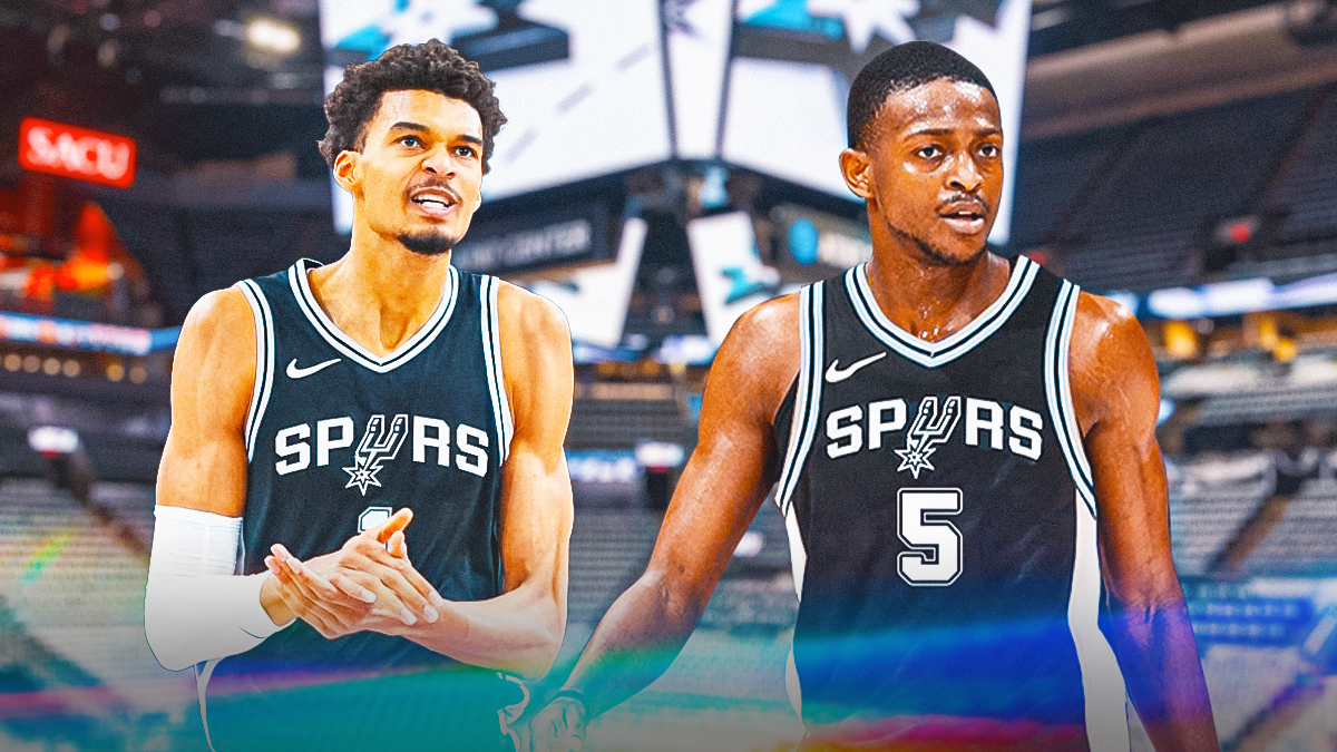 Spurs Victor Wembanyama next to De'Aaron Fox