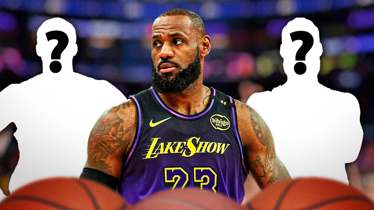 LeBron James alongside two player silhouettes
