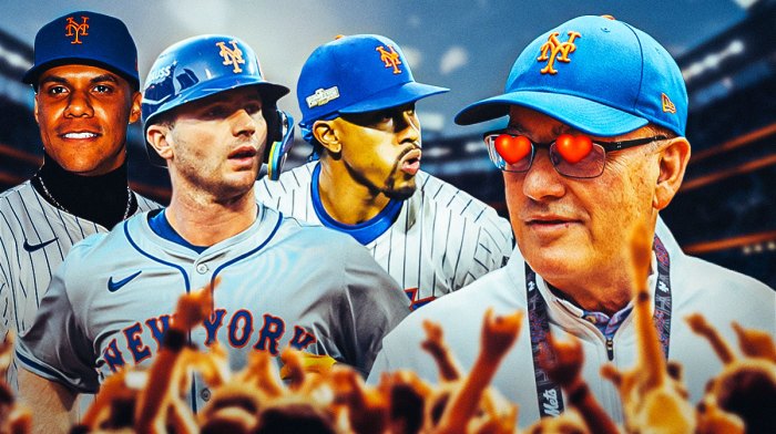 Photo: Steve Cohen with heart eyes, Francisco Lindor, Pete Alonso, Juan Soto all in Mets jerseys behind him