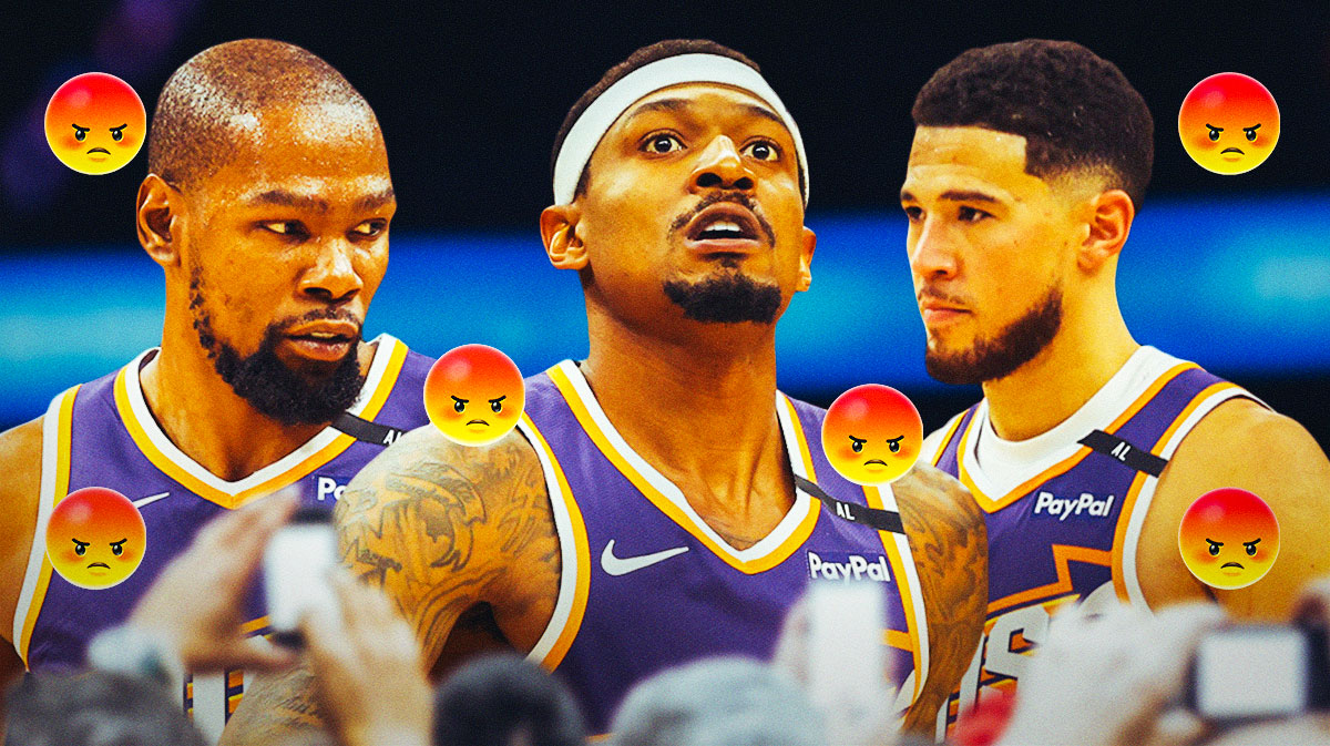 Kevin Durant, Bradley Beal, and Devin Booker with a bunch of angry emojis around them
