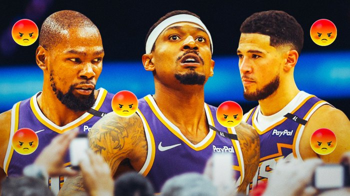 Kevin Durant, Bradley Beal, and Devin Booker with a bunch of angry emojis around them