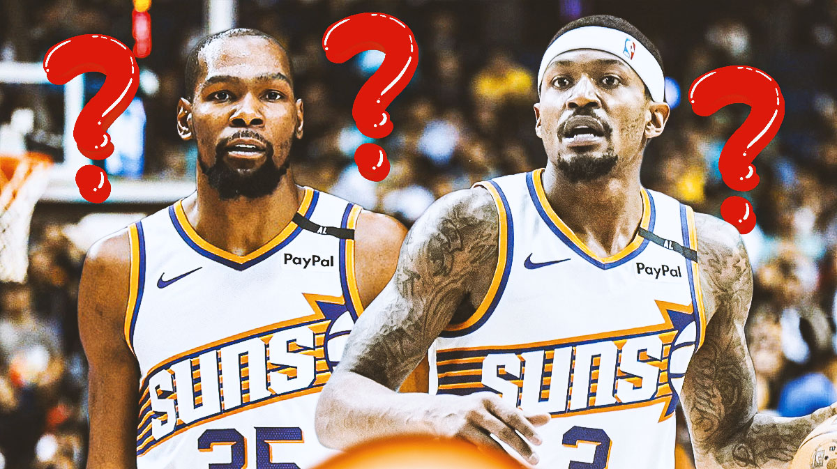 Kevin Durant and Bradley Beal with question marks around the picture.