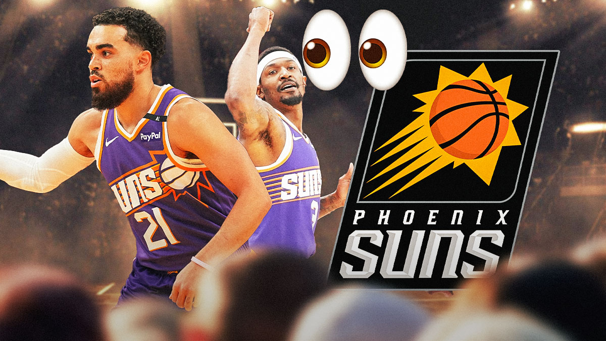Tyus Jones, Bradley Beal, Phoenix Suns logo, eyes symbols