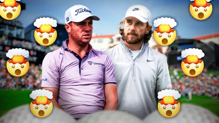 Justin Thomas and Tommy Fleetwood with 🤯 emojis all around
