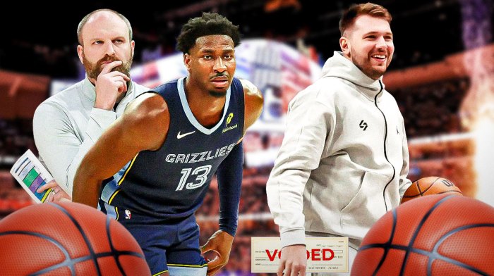 Taylor Jenkins, Jaren Jackson Jr., Luka Doncic, Grizzlies logo