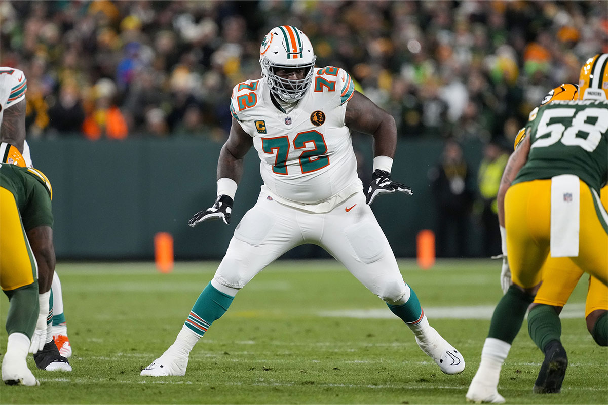 Miami Dolphins offensive tackle Terron Armstead (72) during the game against the Green Bay Packers at Lambeau Field.