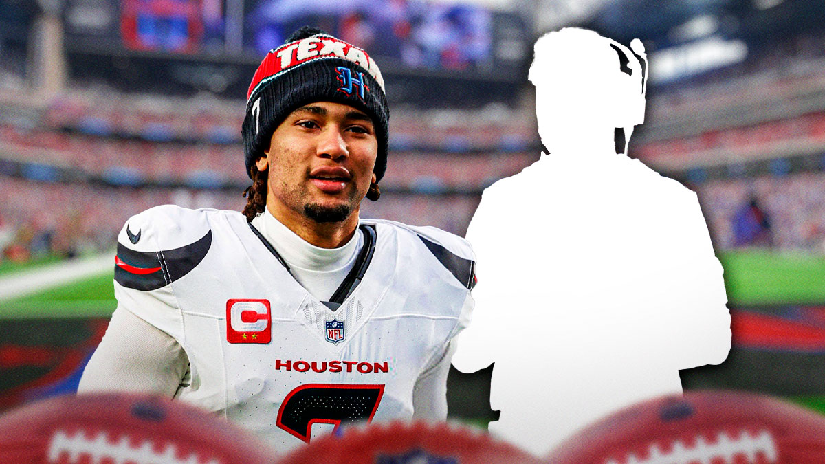 CJ Stroud next to silhouette of Nick Caley