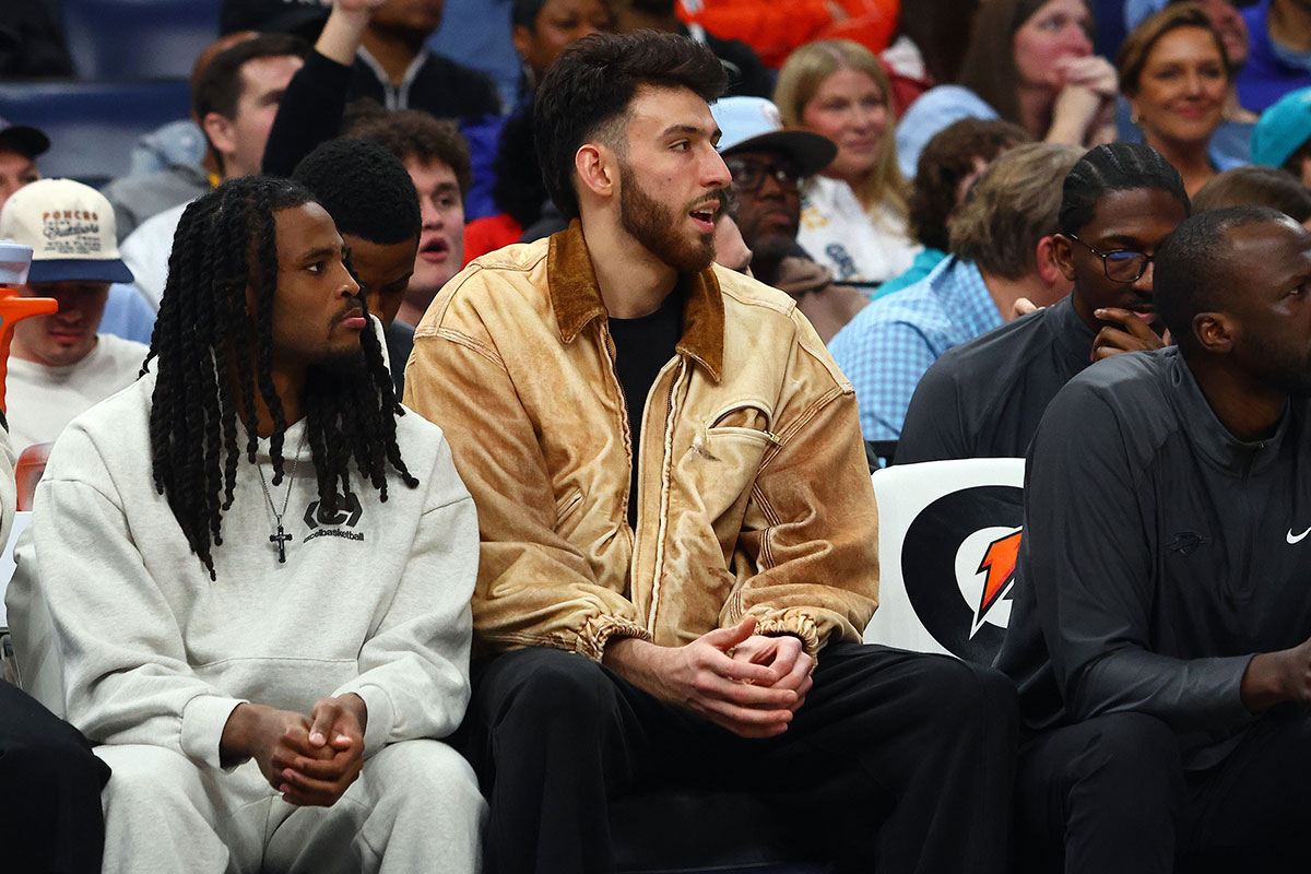 Thunder Next Chet Holmgren (7) Looks from the bench during the third quarter against Memphis Grizzlies in FedExforum