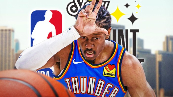 Thunder All-Star Jalen Williams next to the 2025 NBA All-Star Game logo with the San Francisco skyline in the background