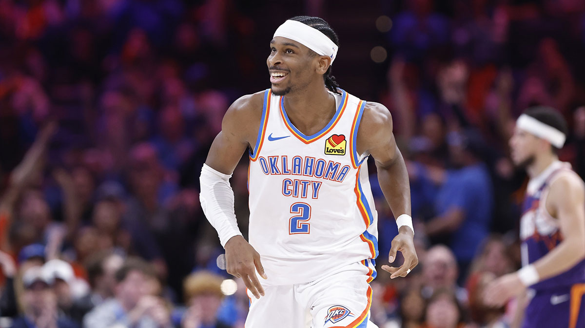 Oklahoma City Thunder Guard Shai Gilgeous-Alexander (2) Interrupted after a scoring against Phoenix Sun during the second half of the game in Paicom Center.