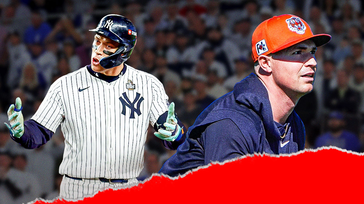 Photo: Tarik Skubal smiling in Tigers jersey, Aaron Judge beside him