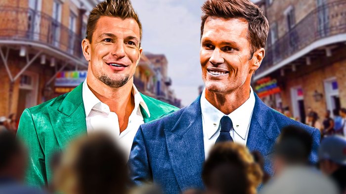 Former New England Patriots and Tampa Bay Buccaneers teammates Tom Brady and Rob Gronkowski