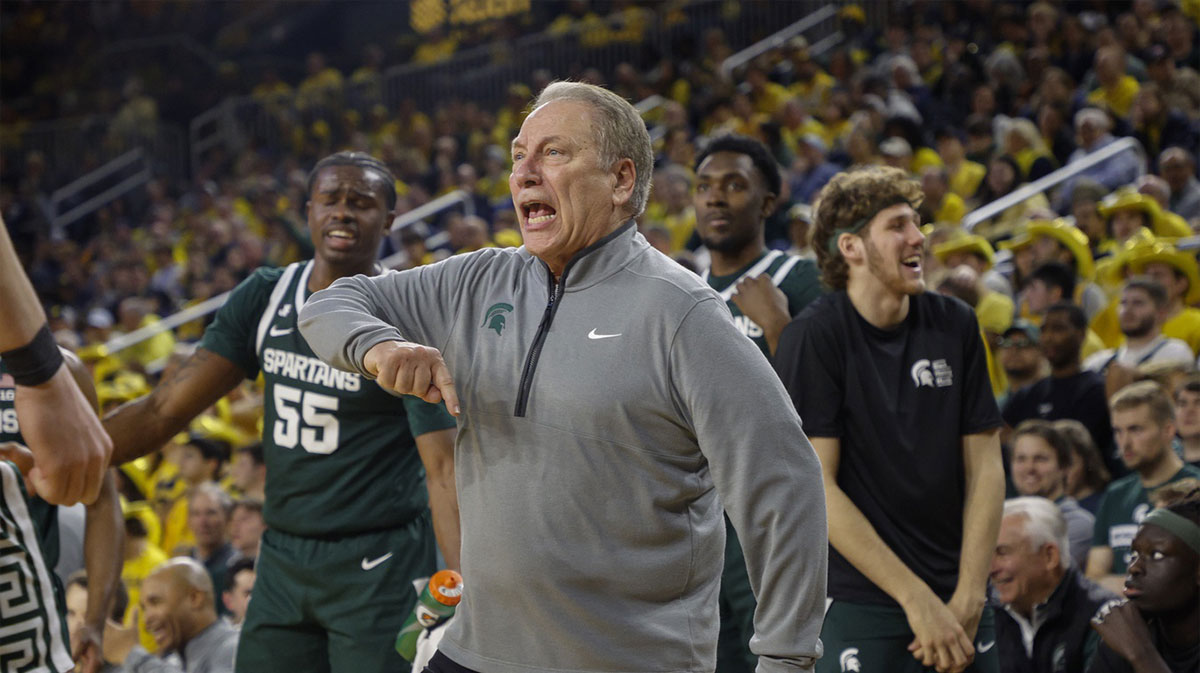 Michigan State Spartans head coach Tom Izzo looks on during the second half at Crisler Center.