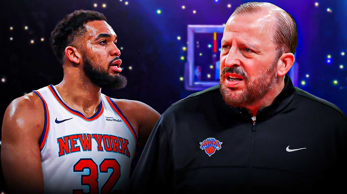 Tom Thibodeau beside Karl-Anthony Towns.