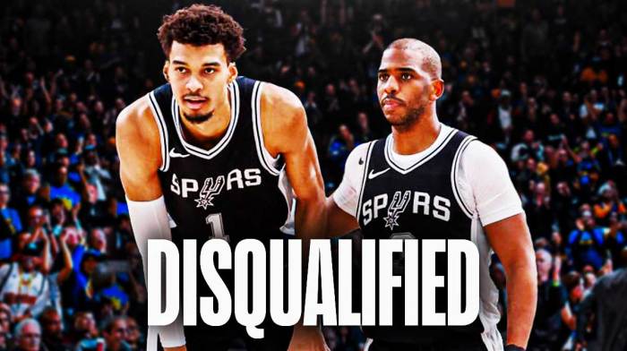 San Antonio Spurs teammates Victor Wembanyama and Chris Paul were disqualified during the NBA All-Star Skills Challenge