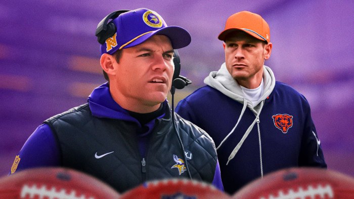 Minnesota Vikings head coach Kevin O'Connell and new Chicago Bears head coach Ben Johnson