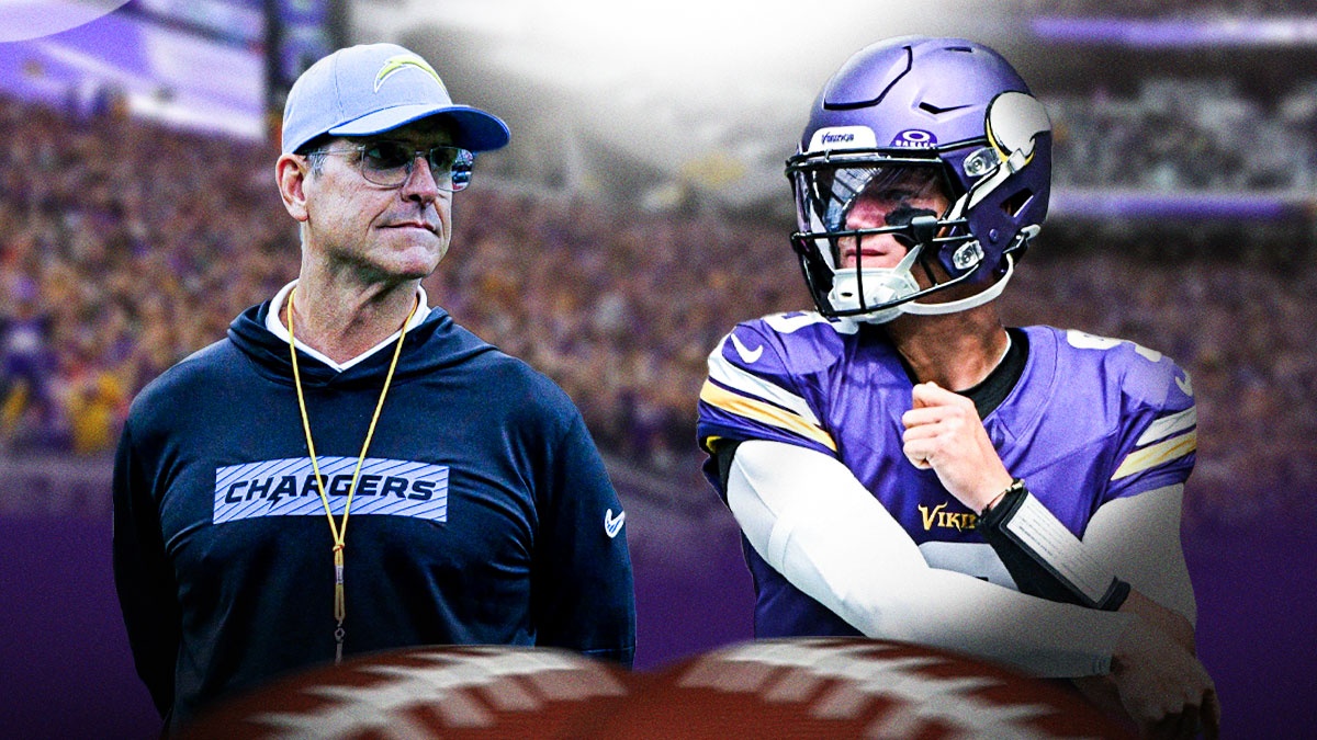 Chargers' Jim Harbaugh and Vikings' JJ McCarthy
