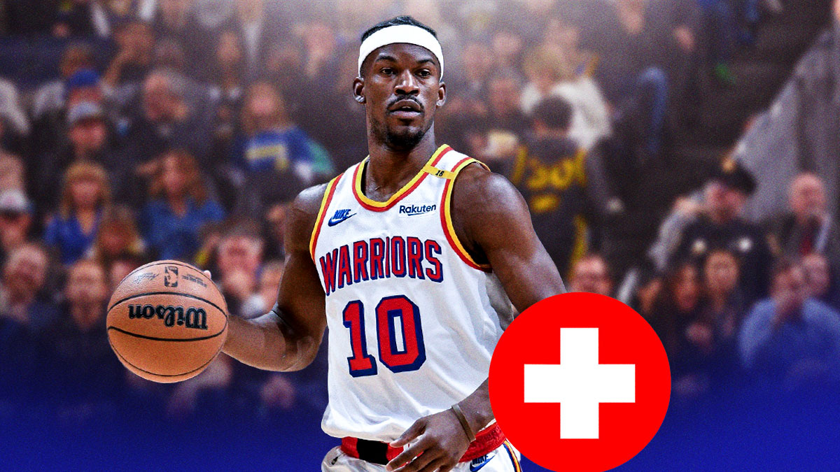 Warriors' Jimmy Butler with medical Red Cross symbol