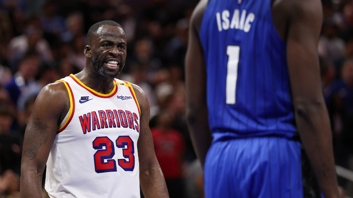 Warriors forward Draymond Green (23) reacts after a play against the Orlando Magic in the fourth quarter at Kia Center