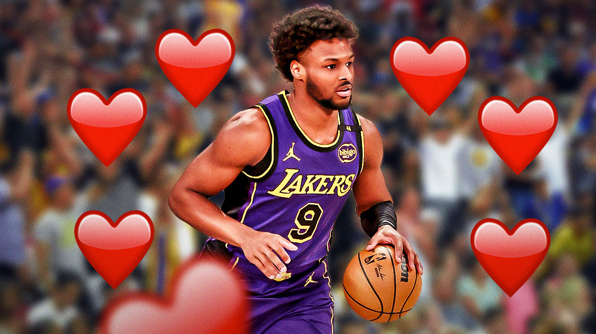 Lakers Bronny James with hearts all around