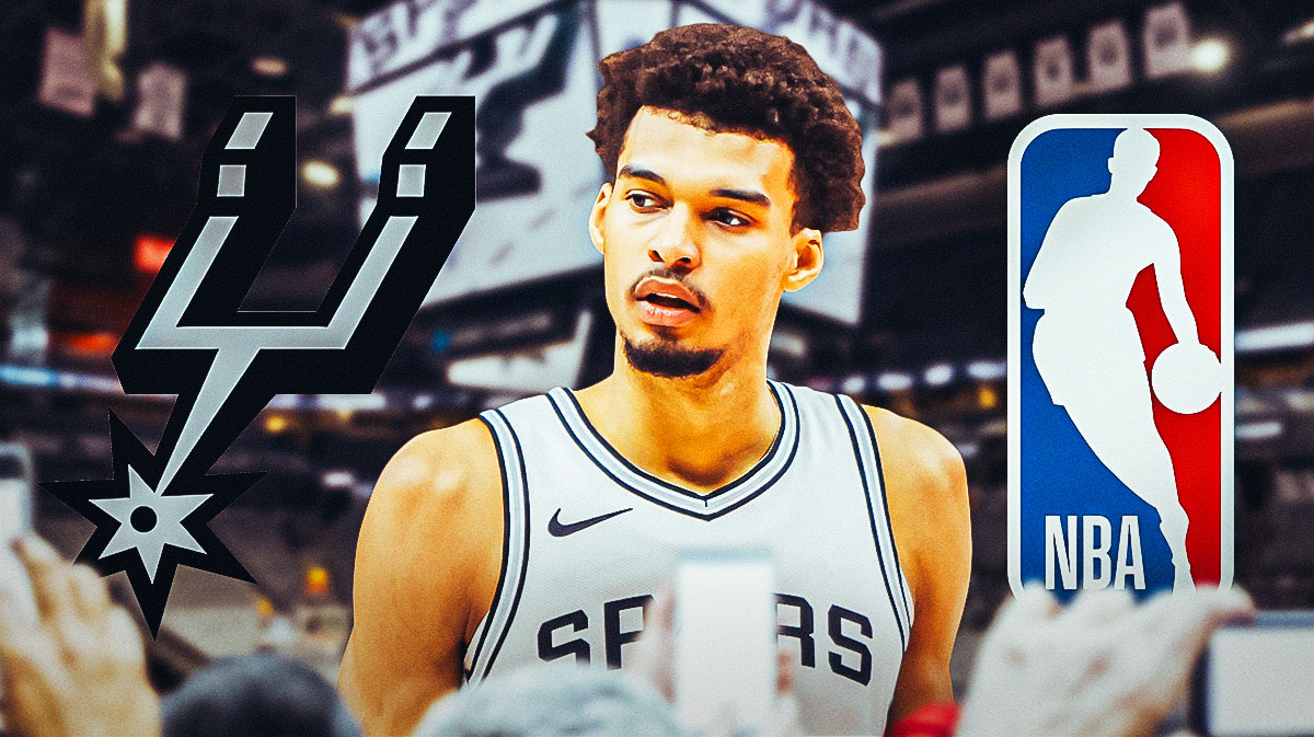 Victor Wembanyama image, Spurs logo, NBA Playoffs logo