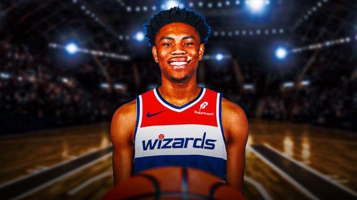Jaylen Martin smiles in Wizards jersey