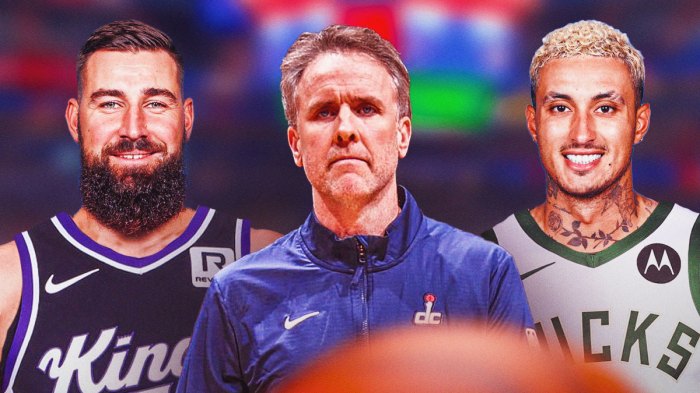 Brian Keefe. Kyle Kuzma in a Bucks uniform. Jonas Valanciunas in a Kings uniform