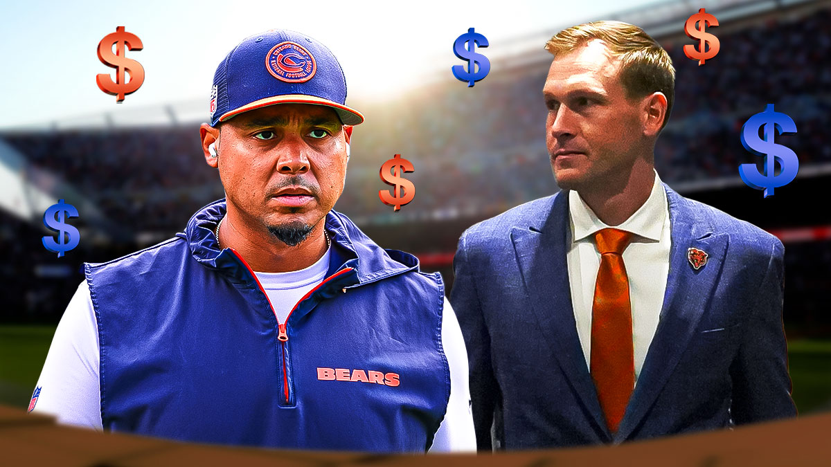 Chicago Bears general manager Ryan Poles and new head coach Ben Johnson