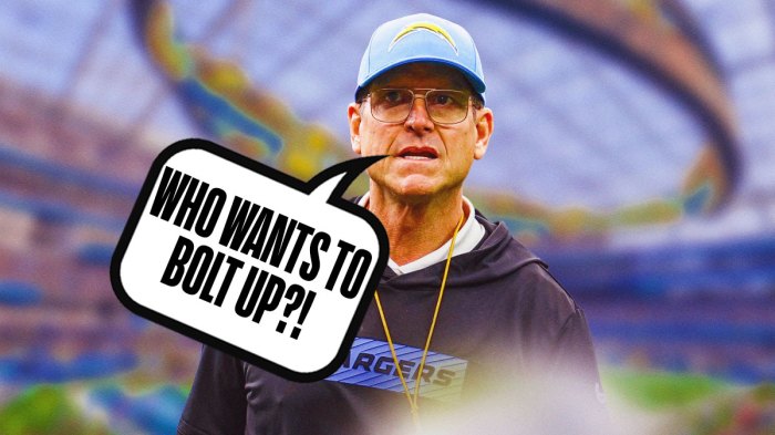 Chargers head coach Jim Harbaugh has a chance to raid one or both Super Bowl teams through free agency.