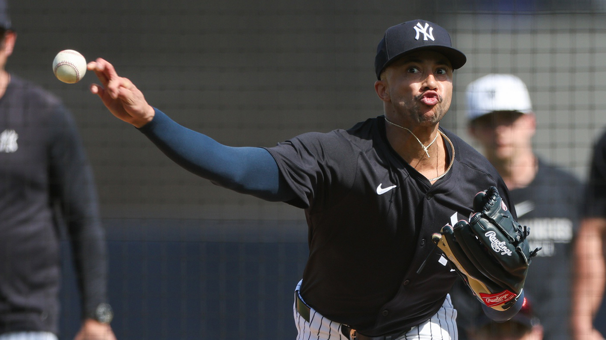 The new York Yankees Relief Bacer Devin Williams (38) participates in Spring Trainings in the George M. Steinbrenner. 