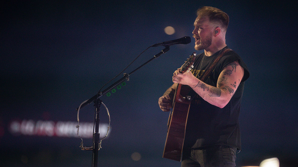 Zach Bryan performs at Ford Field in Detroit on his Quittin Time Tour