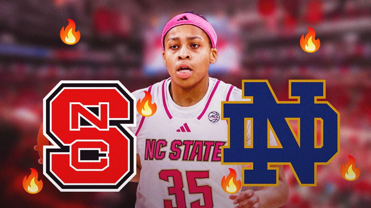 Zoe Brooks, NC State and Notre Dame logos, fire symbols