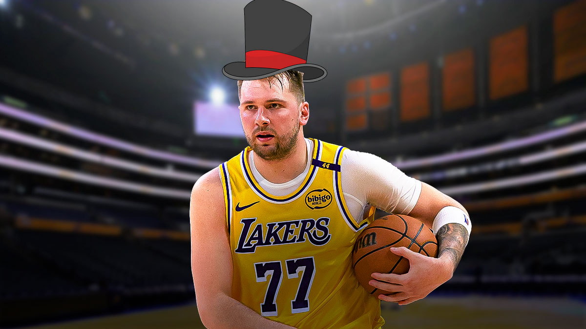 Lakers' Luka Doncic with a magician's hat