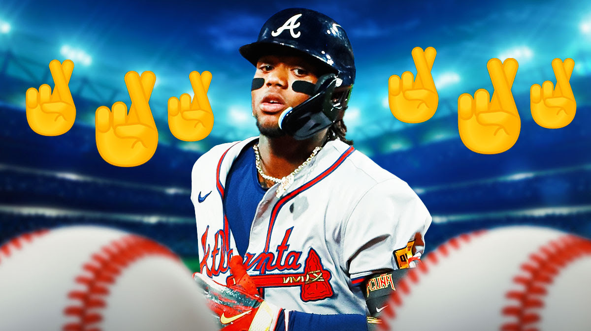 Braves RF Ronald Acūna Jr. surrounded by crossed fingers emoji