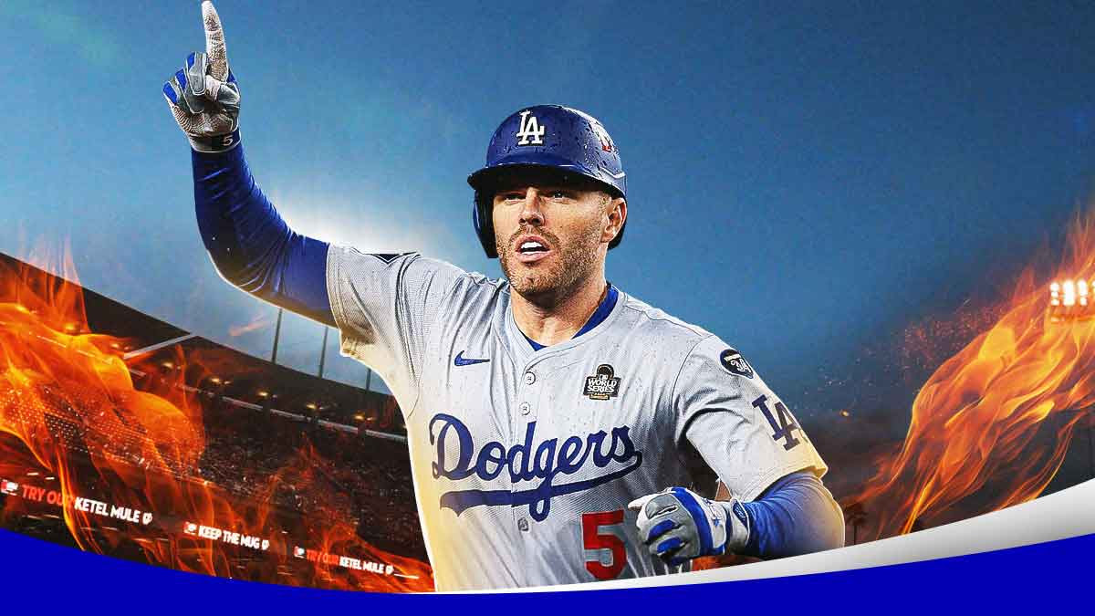 Dodgers 1B Freddie Freeman surrounded by fire