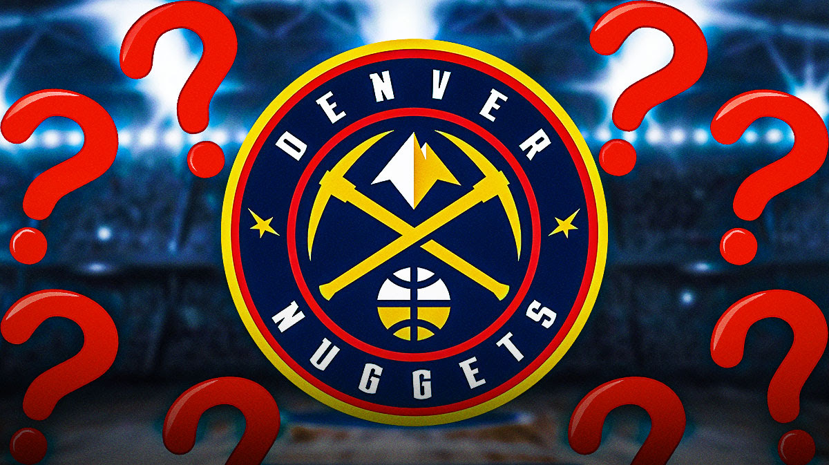 Nuggets logo surrounded by question marks
