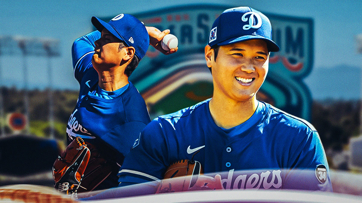 Dodgers P/DH Shohei Ohtani with field in background