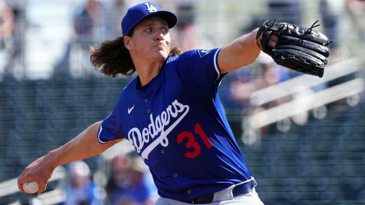 Los Angeles Dodgers pitcher Tyler Glasnow (31) pitches against the Cincinnati Reds during the first inning at Goodyear Ballpark.