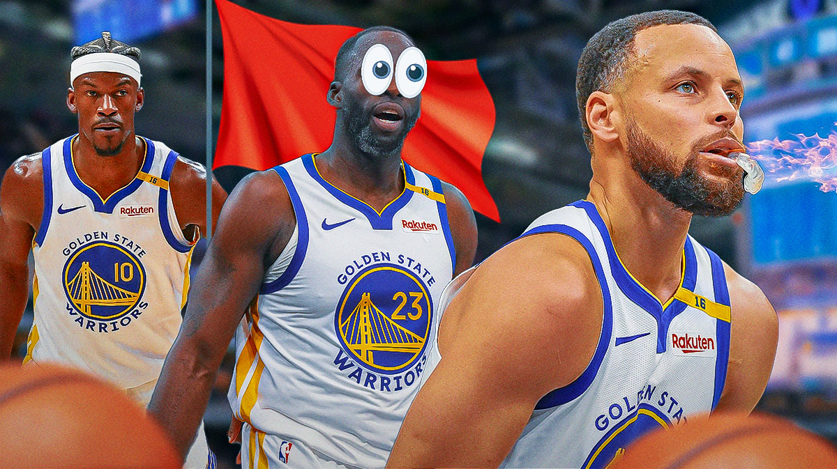 Warriors' Stephen Curry, Draymond Green, Jimmy Butler and a red flag