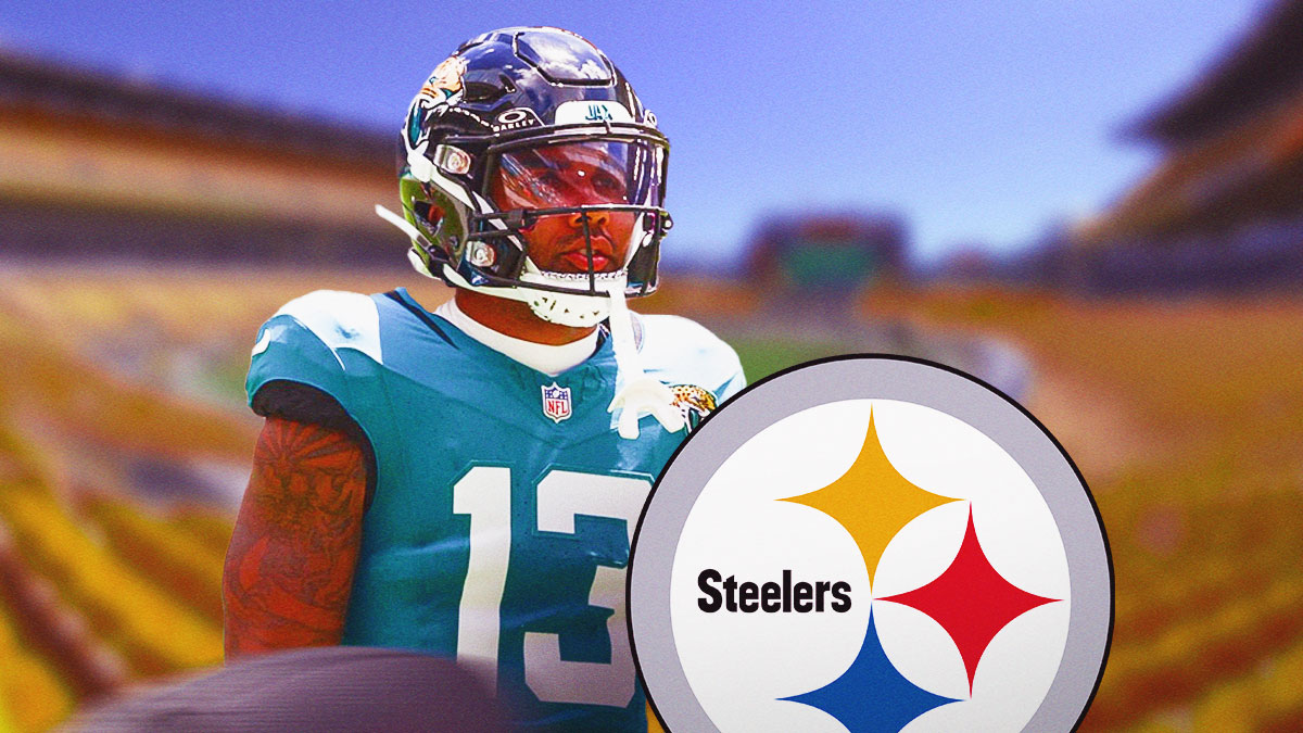 Jaguars' Christian Kirk next to Steelers logo