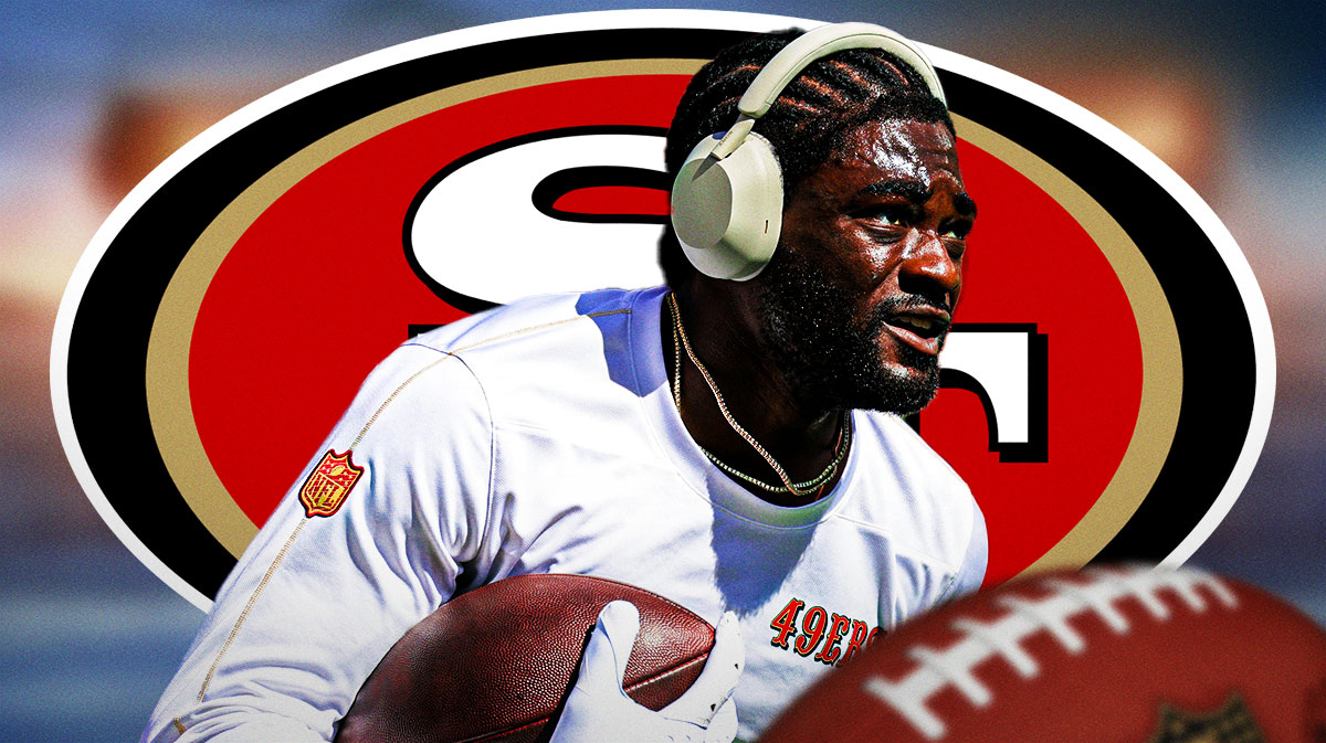 49ers logo next to Brandon Aiyuk.